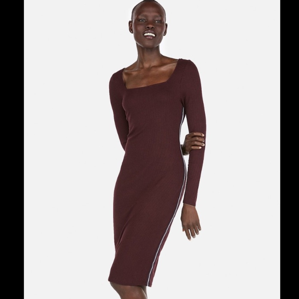 EXPRESS Ribbed Square Neck Sheath Dress